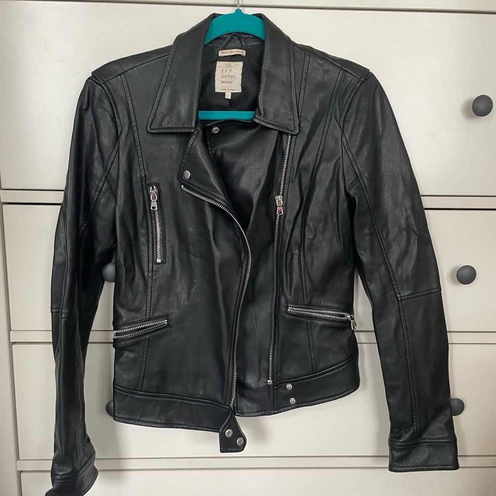Zara black leather jacket